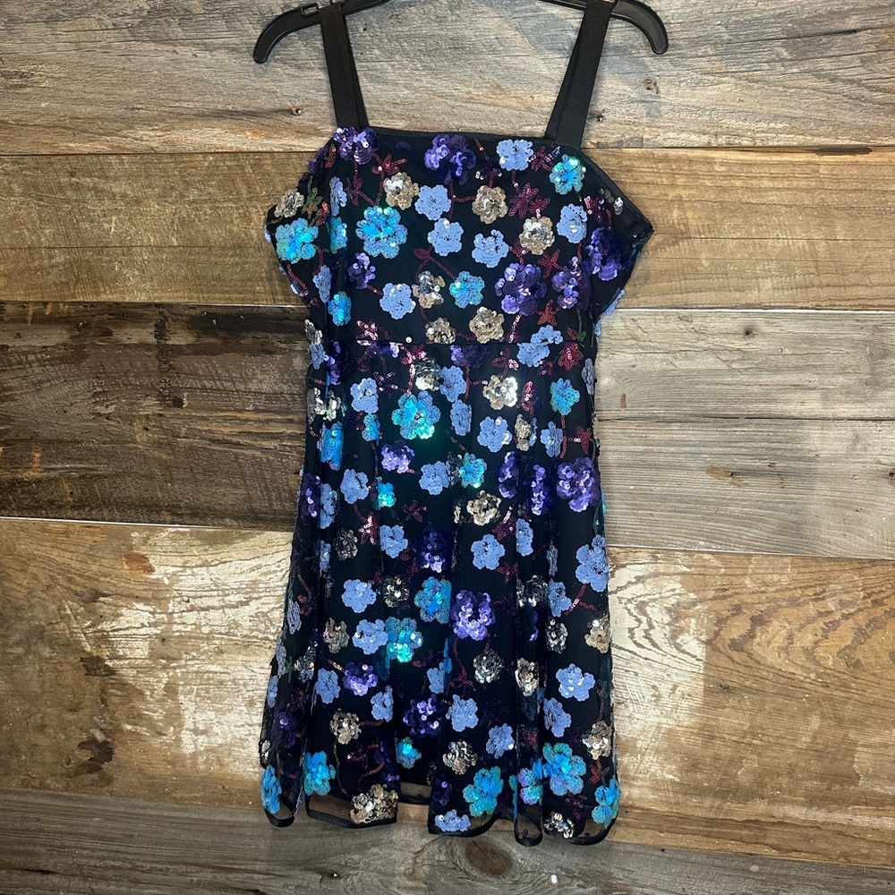 Charming Floral Sequin Kids Dress